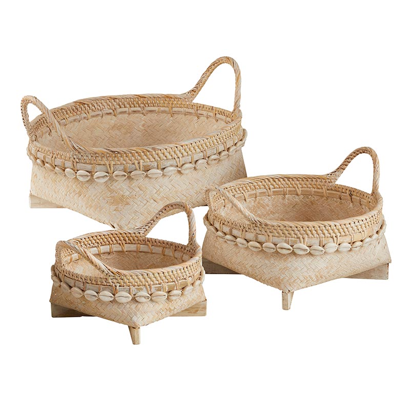 Woven Cowrie Shell Basket Set