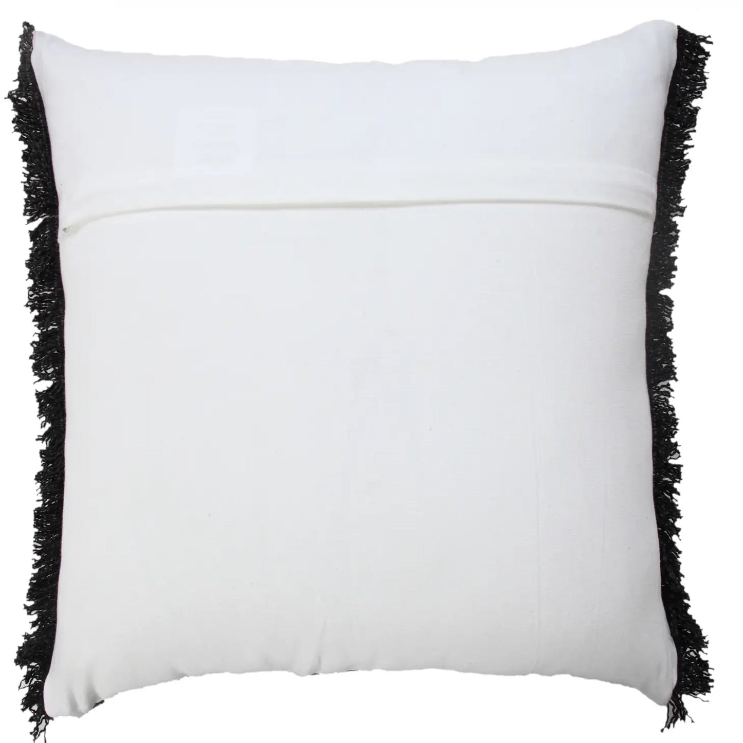Black Stonewash Fringed Throw Pillow Cover