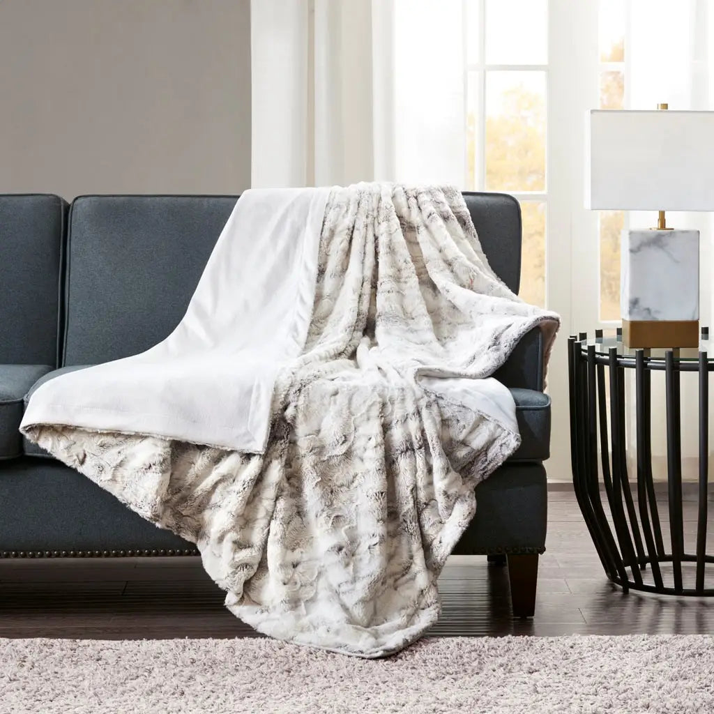 Marble Faux Fur Oversized Throw