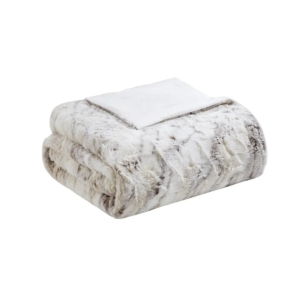 Marble Faux Fur Oversized Throw