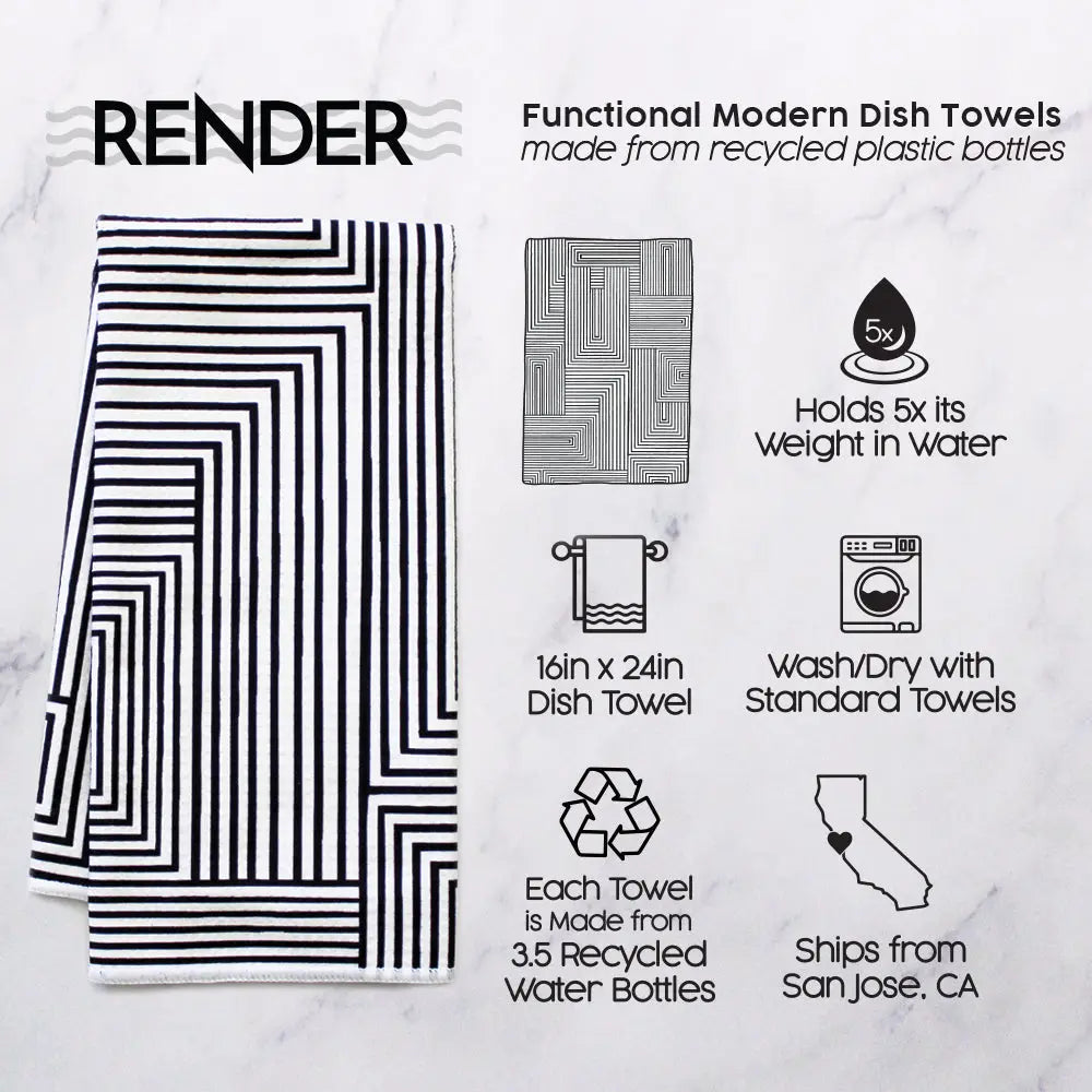 Mono Maze Dish Towel- 16''x24''