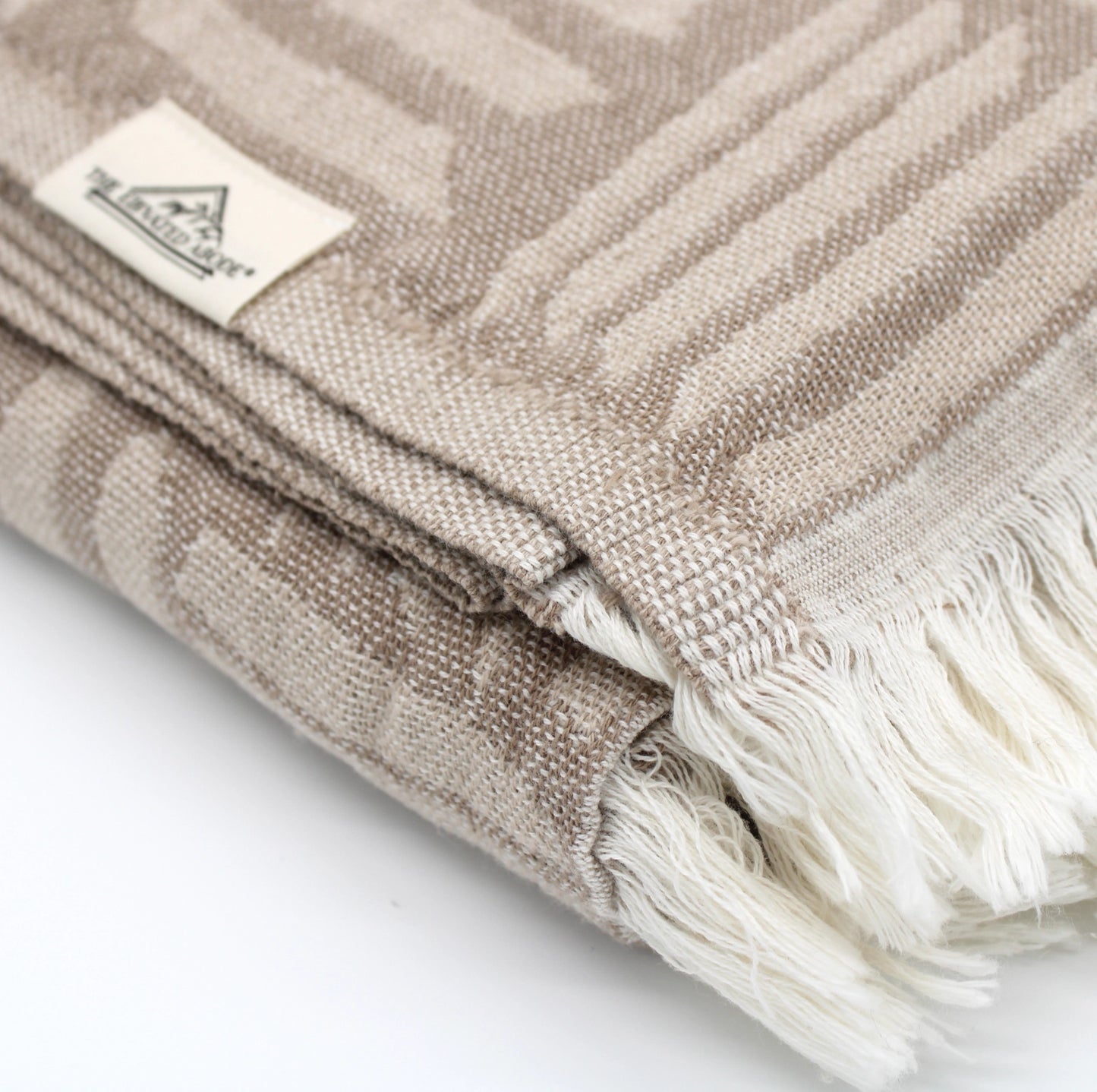 Beige Stripes Pattern Turkish Cotton Throw Blanket