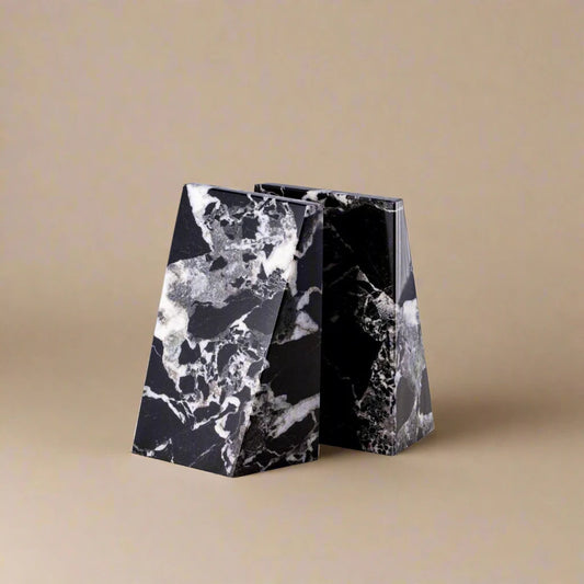 Black Marble Wedge Bookend