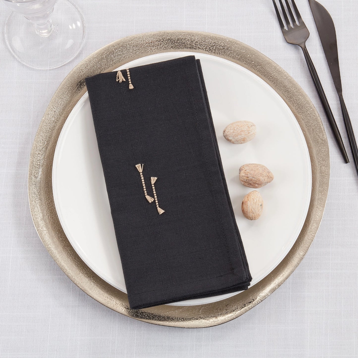 Black Fringe Line Napkins