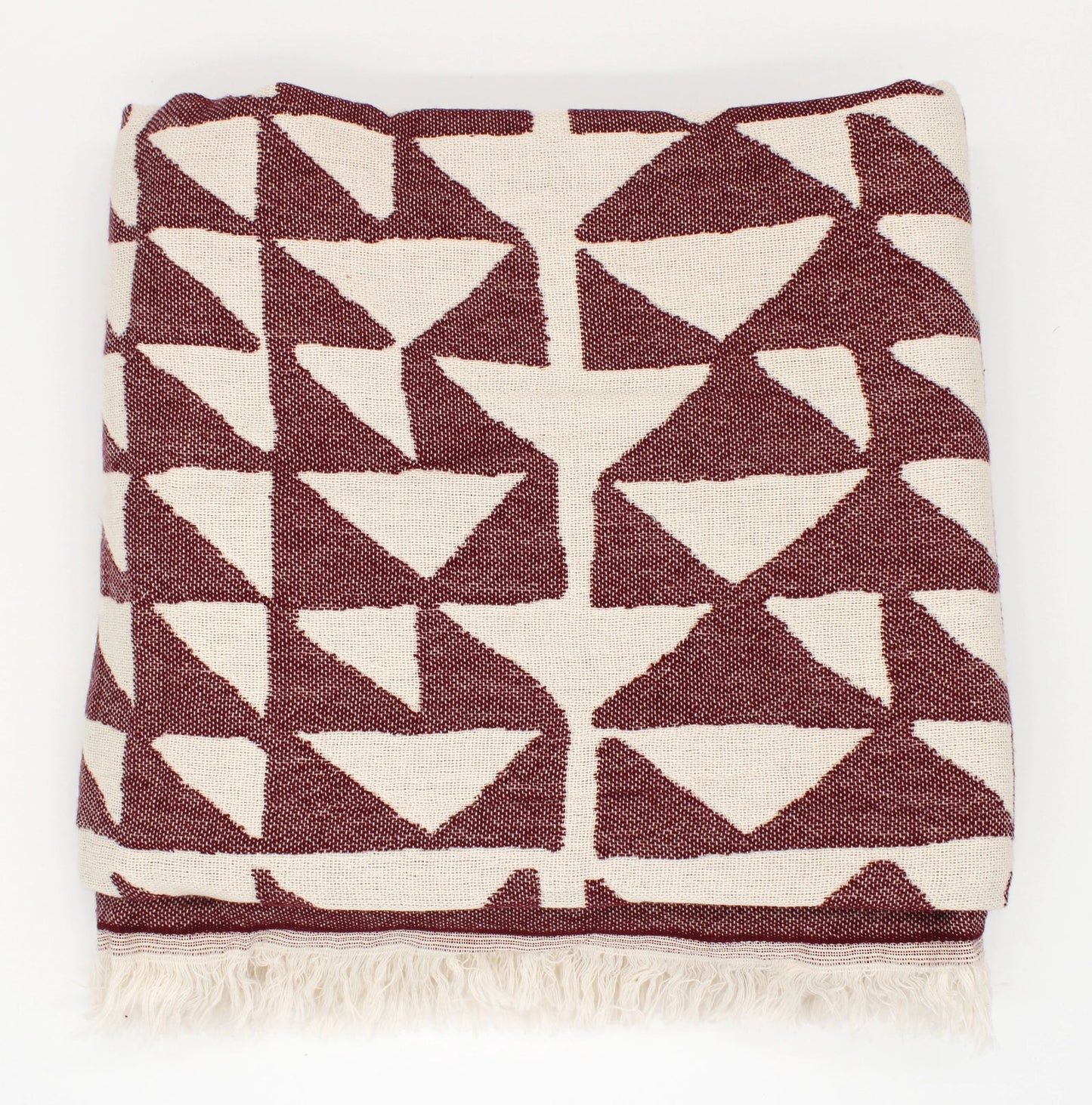 Maroon Pyramid Turkish Cotton Blanket