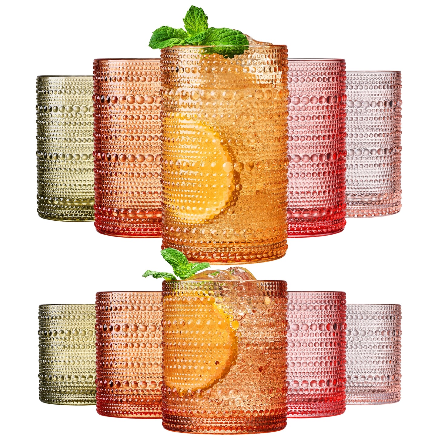 Sunset Hobnail Highball Glass Set