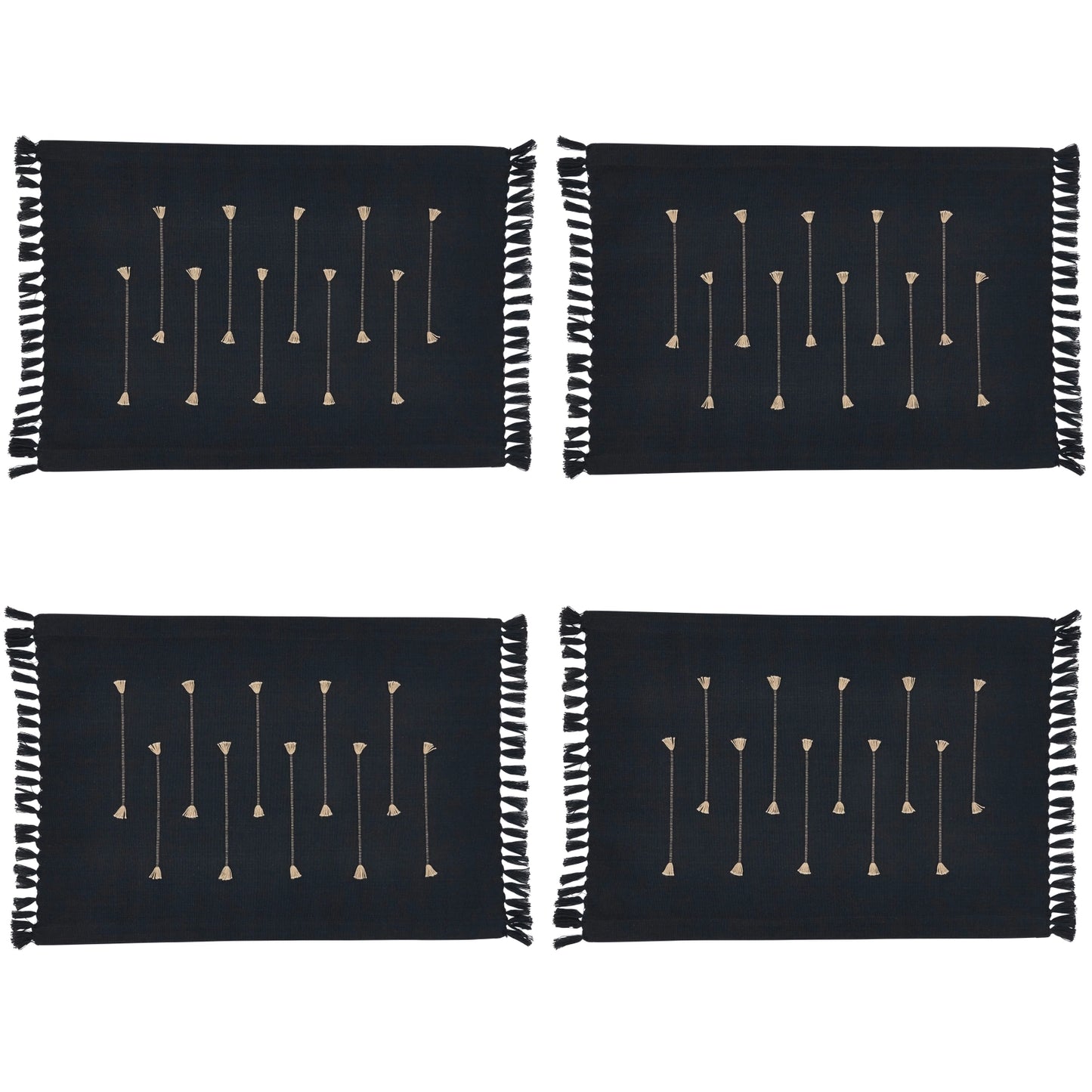 Black Fringe Line Placemats