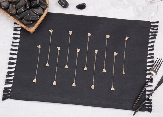 Black Fringe Line Placemats