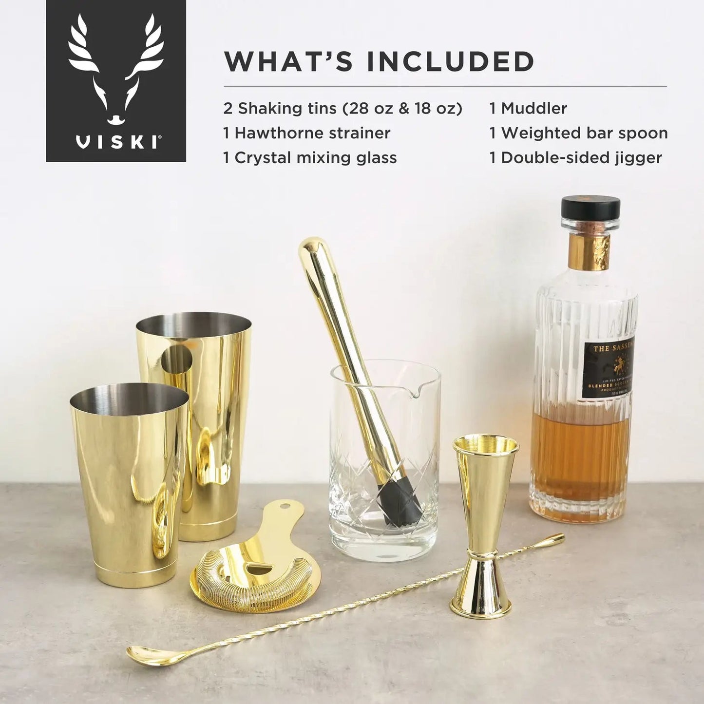 Gold 7 Piece Cocktail Shaker Set