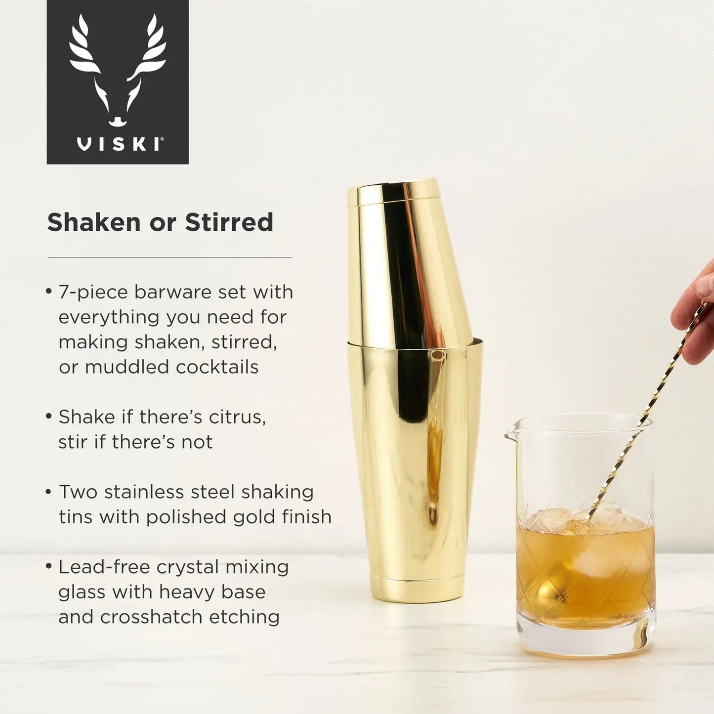 Gold 7 Piece Cocktail Shaker Set