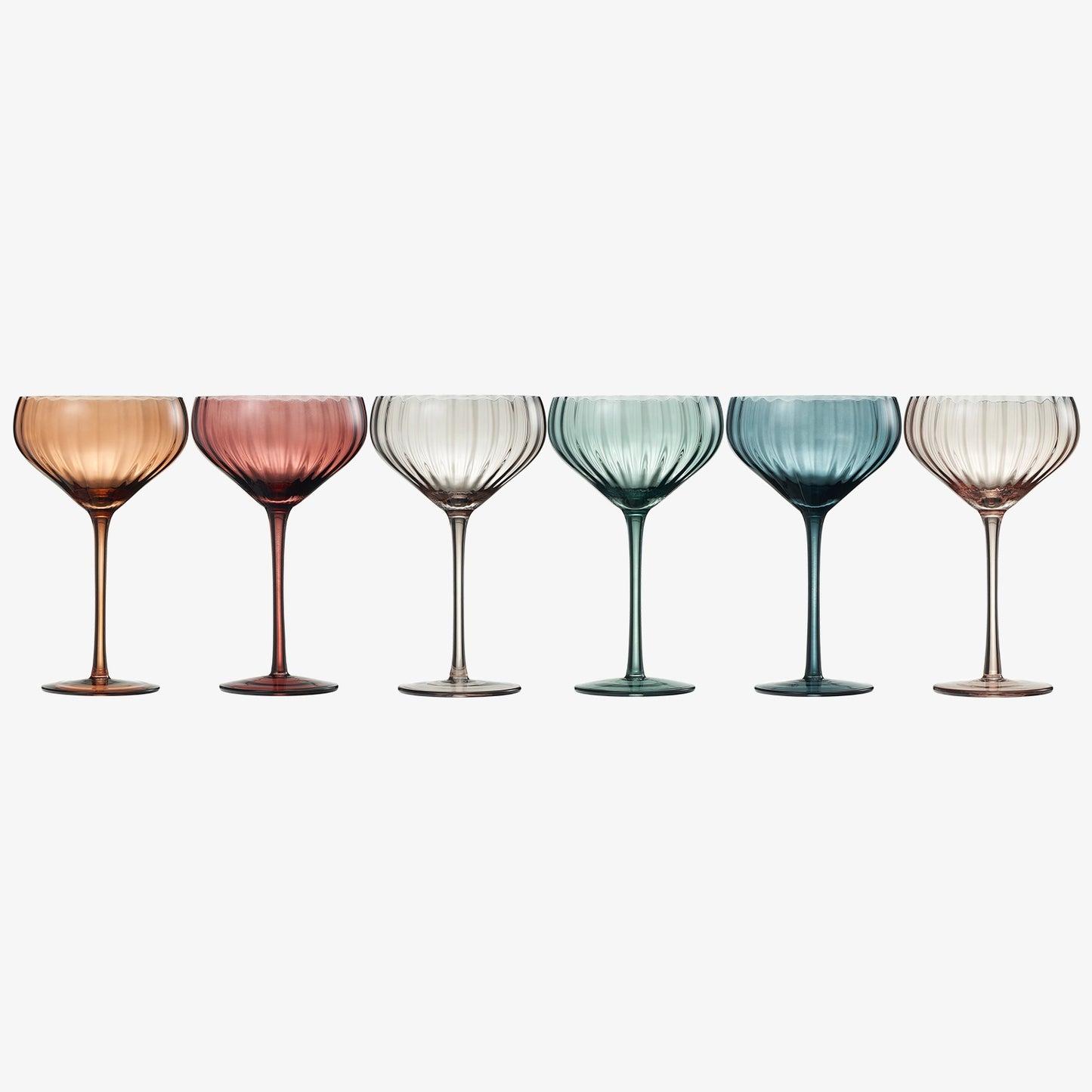 Tulip Shaped Colored Cocktail Glasses - Set of 6